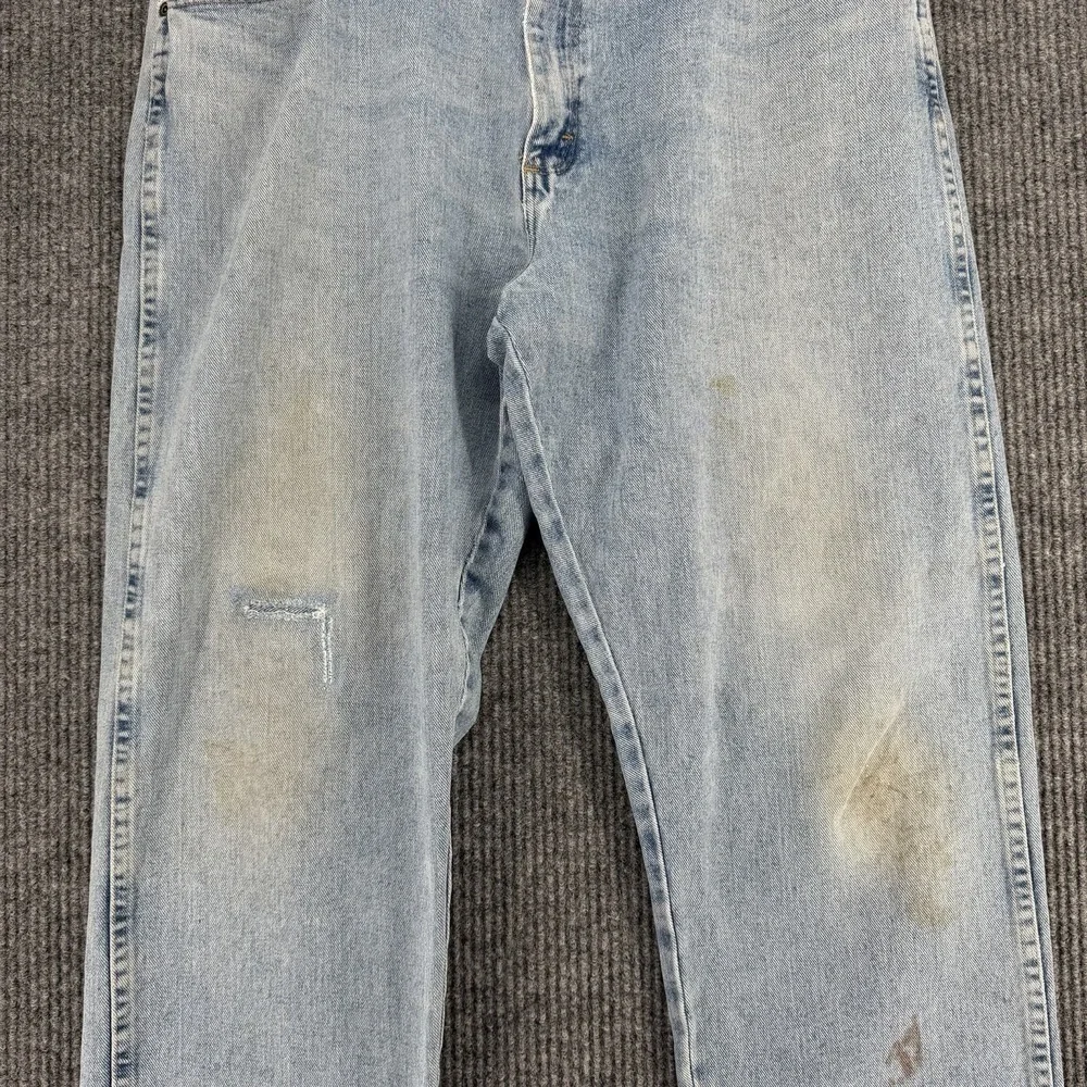 Wrangler Vintage Light Wash Jeans Distressed Workwear Grunge 40x33 Mens